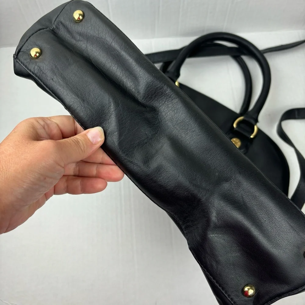 Emma Fox black leather bag/crossbody strap/cheetah animal print accent-EUC - Picture 6 of 15